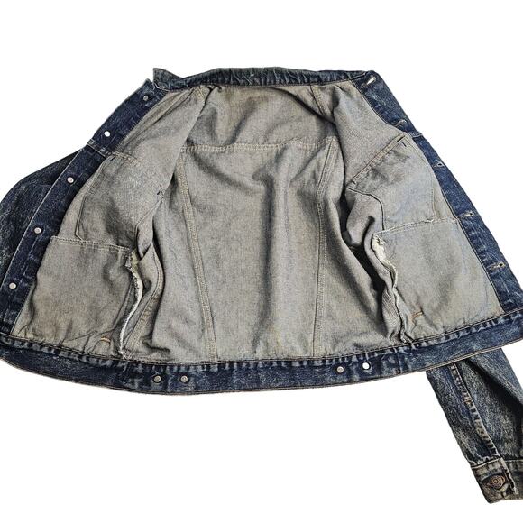 Levis Vintage Jean Jacket USA 1980s Acid Washed Denim Trucker Red Tab Distressed - Picture 5 of 16